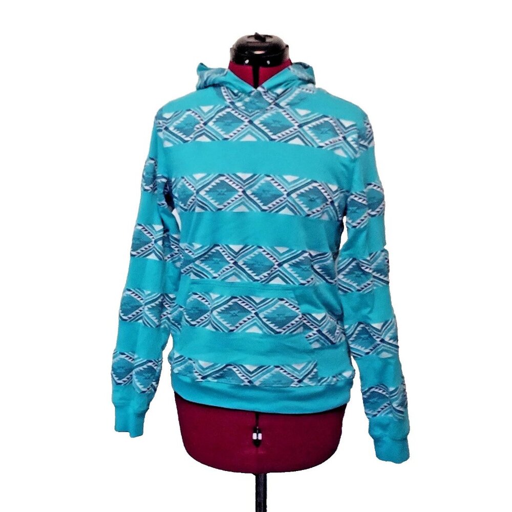 Rank 45 Women Western Aztec Hoodie Multicolor Size Small Kangaroo Pocket Pullove